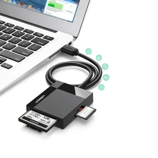Ugreen USB 3.0 SD | micro SD | CF | MS karšu lasītājs melns (CR125 30333) Foto 3