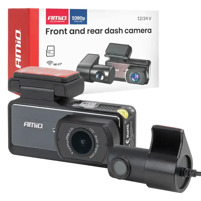 Front and rear dash camera 1K WLAN 256 GB WIFI Full HD AMIO-04799