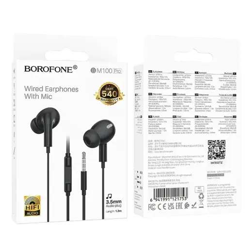 Borofone Earphones BM100 Pro Fuente with microphone black Photo