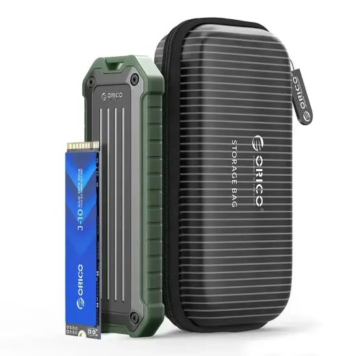 Wzmocniona kieszeń dyskowa Orico OTPX-G2 M.2 NVMe/SATA SSD USB-C 3.2 taktyczna - szaro-zielona Foto 4