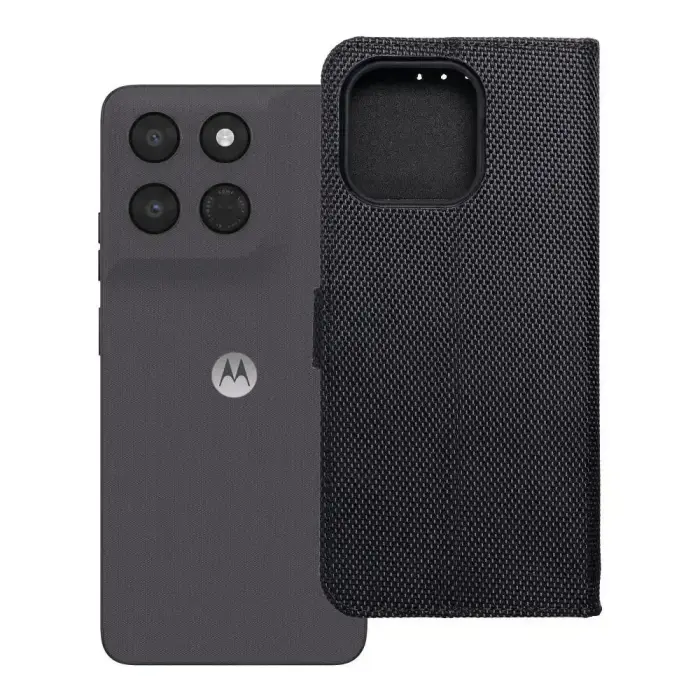 Flip case for Motorola G37 4Card RFID anti-theft tech fabric black