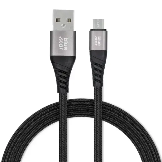 Cable USB A to Micro USB Blue Star 2A with braid 1,2 m TFK-DC-003 black Photo
