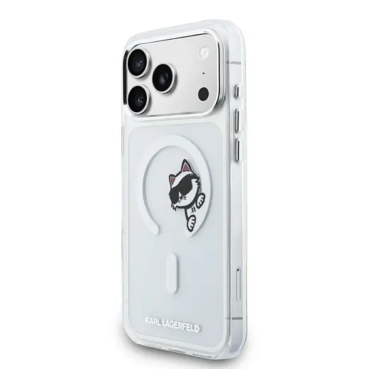 Karl Lagerfeld IML Choupette Peekaboo MagSafe Case for iPhone iPhone 17 Pro Max Transparent