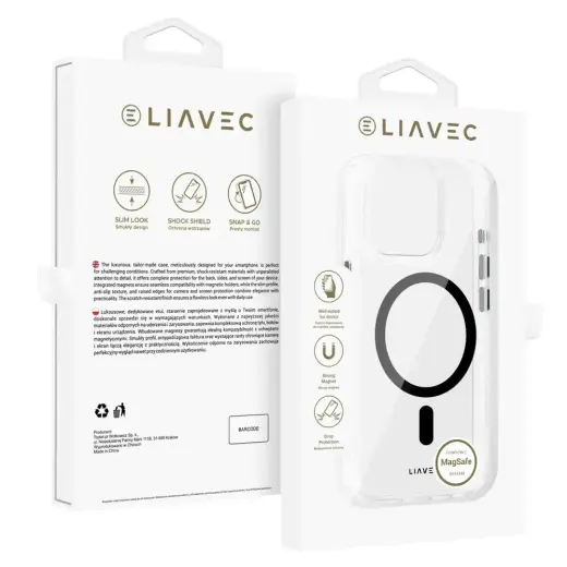 Liavec Glossy phone case with MagSafe support for iPhone 14 Pro black