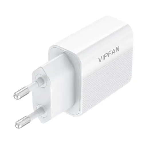 Network charger Vipfan E01, 1x USB, 2.4A + USB-C cable (white) Foto 6