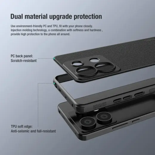 Nillkin Super Frosted PRO Back Cover for Xiaomi Redmi Note 13 Pro 5G|Poco X6 5G Black Foto 3