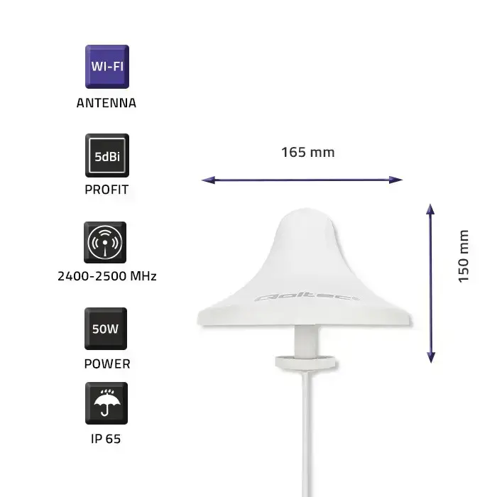 Qoltec Wi-Fi 2.4/2.5GHz omnidirectional antenna | 5dBi | Indoor Foto 4