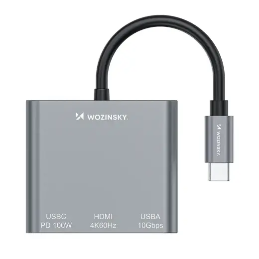 Hub Wozinsky WHCH-01 USB-C PD 100W HDMI 4K@30Hz USB-A 10Gbps - gray Foto 3