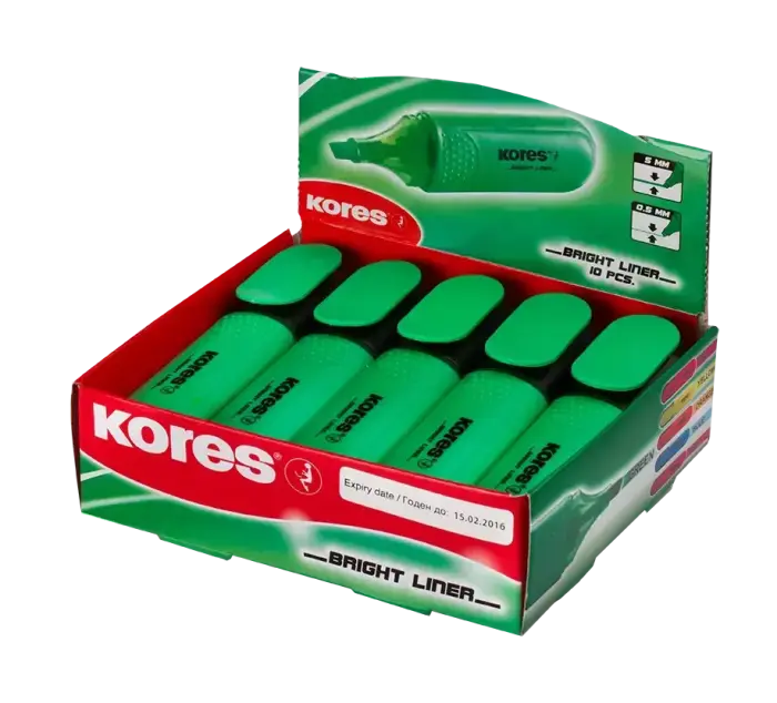 Teksta marķieris KORES BRIGHT LINER zaļš Foto 5