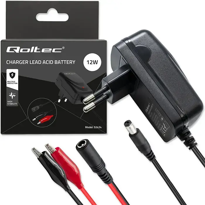 Qoltec Automatic charger for AGM GEL STD 6V battery | 1A | Rectifier with LED indicator Foto 6
