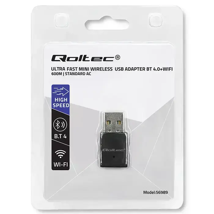 Qoltec Wireless Ultra High Speed Mini Adapter WiFi | Standard AC | BT 4.0 | USB 2.0 | 600Mbps Foto 11