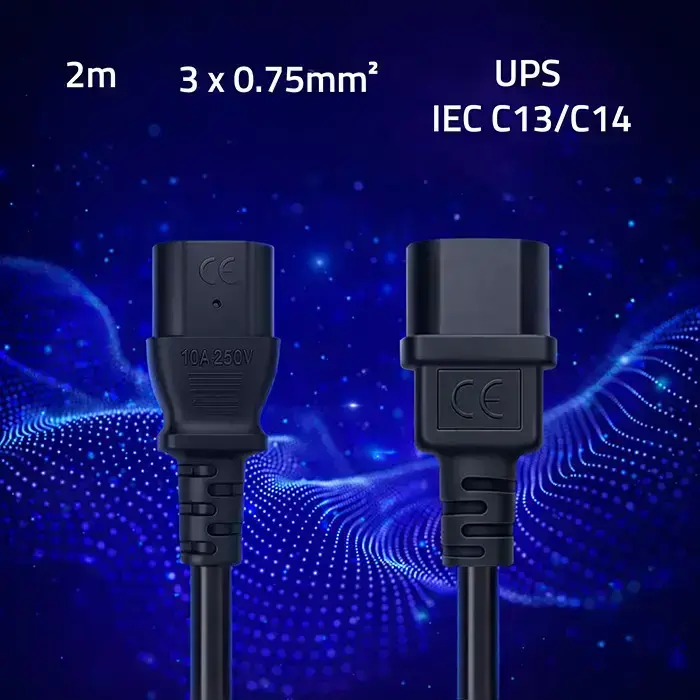 Qoltec Power cable IEC C13 | C14 | 3x0.75mm² | Pure copper Cu | 2m Фото num