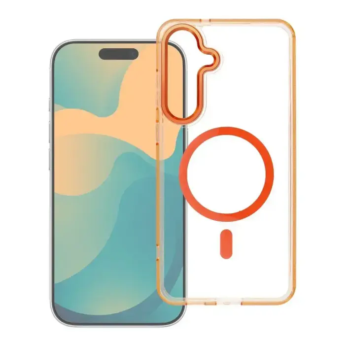 Case for Xiaomi Redmi 17C 5G Frame Clear Hybrid Mag Cover compatible with MagSafe hermes orange