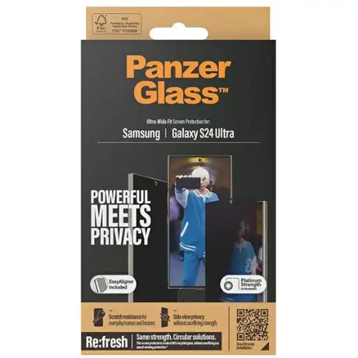 PanzerGlass Ultra-Wide Fit защитное стекло для телефона Samsung Galaxy S24 Ultra (эффект приватности) с встроенным выравнивателем Фото num