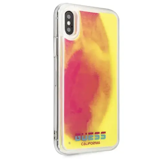 Guess GUHCPXGLCPI iPhone X|Xs różowy |pink hard case California Glow in the dark Фото num