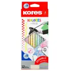 Krāsainie zīmuļi KORES KOLORES MAGIK, trīsstūrveida, 3mm, dzēšami, 12 gab Foto 2