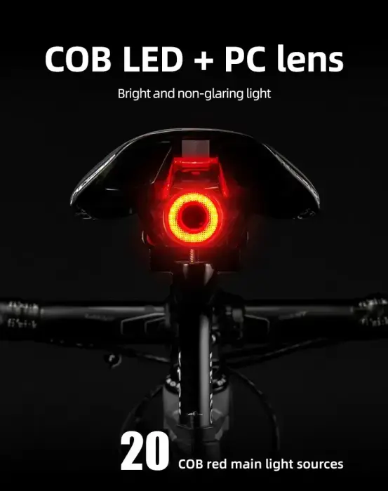 Rockbros Q5 Rear Bike Light with Intelligent Stop System - Black Foto 10