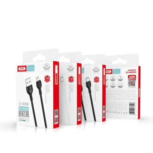 XO NB200 провод для передачи данных и зарядки | USB-A на Lightning | 12W | 1m | белый Фото num