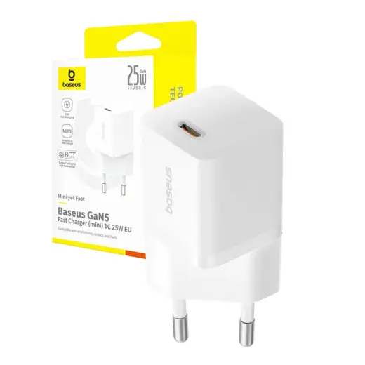 Fast Charger Baseus GaN5 mini 1C, 25W (white) Foto 8
