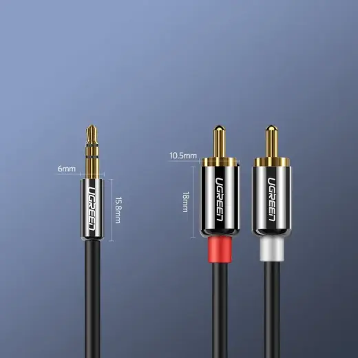 UGREEN AV116 3,5mm Jack to 2RCA (Cinch) Cable 2m black (AV116 10584) Photo