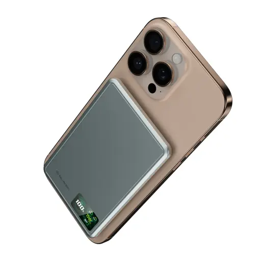 Blavec BJ-03 Slim ārējais akumulators (powerbank) | 10000 mAh | 22.5W | USB-C, MagSafe | LED ekrāns | pelēks Foto 6