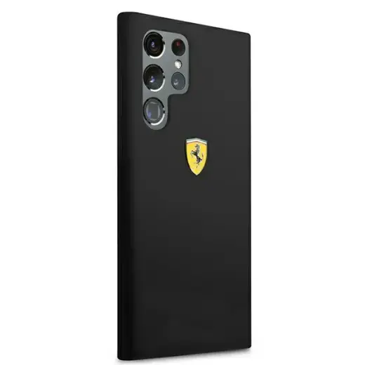 Ferrari Liquid Silicone Metal Logo Case for Samsung Galaxy S22 Ultra Black Foto 4