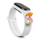 Strap Xmas for Xiaomi Mi Band 3 / 4 Christmas Silicone Strap Bracelet with Snowman - White Foto 1