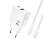 Dudao A27MaxCEU PD QC 35W USB-A USB-C Wall Charger with USB-C Cable - White Foto 1