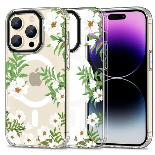 Tech-Protect MagMood MagSafe case for iPhone 15 Pro - daisies with leaves Photo