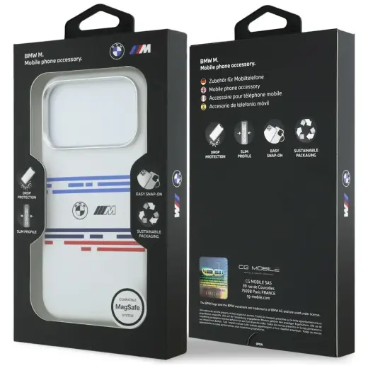 BMW M Silicon Horizontal Line MagSafe Case for iPhone 17 Pro White Фото num