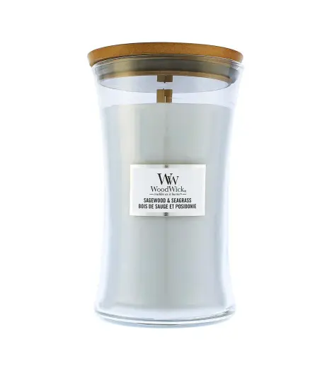 Woodwick Sagewood & Seagrass scented candle with wooden wick 609 g Фото num