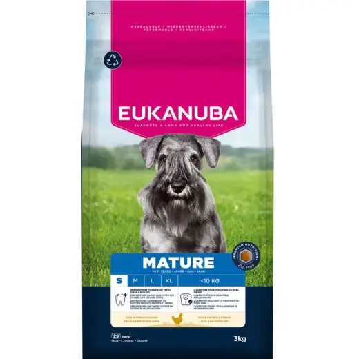 Sausa barība suņiem - Eukanuba Mature and Senior, Small|Medium, Chicken, 3 kg Foto 1