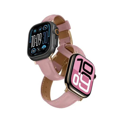 AmazingThing Class Band Leather Strap for Apple Watch 45 | 46 | 49 mm - Pink Фото num
