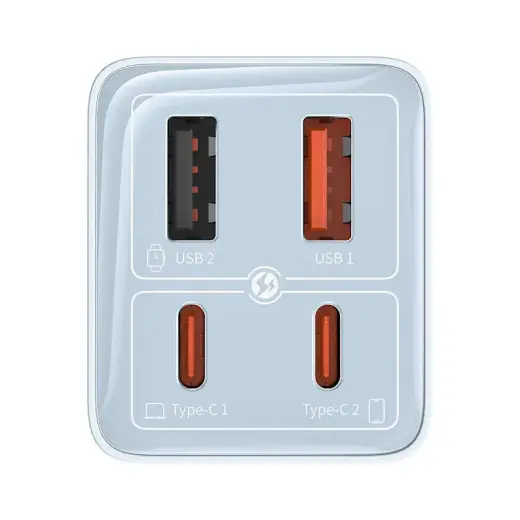 Baseus GAN6 Pro Fast Charger, 2xUSB-C + 2xUSB, 65W (blue) Foto 7