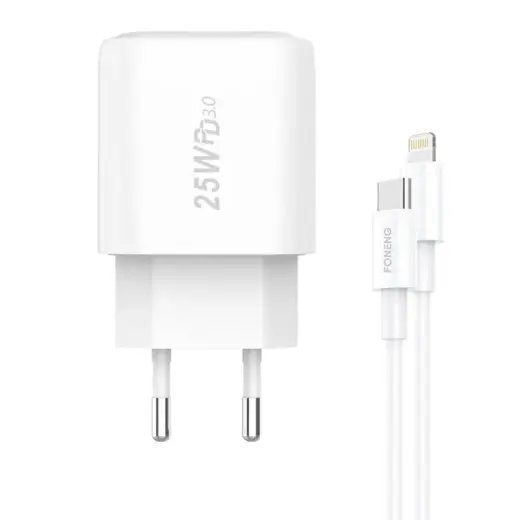 Foneng EU40 tīkla lādētājs | USB-C, Lightning | Lightning vads komplektā Foto 1