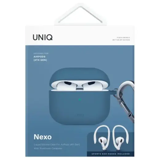 UNIQ case Nexo AirPods 4 + Ear Hooks Silicone pacific blue Foto 8