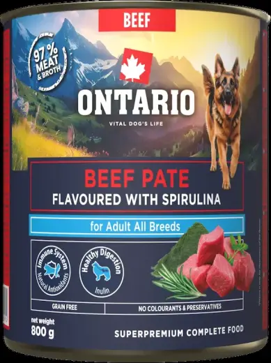 Konservi suņiem - Ontario Adult Beef Pate with Spirulina Flavor 800g Foto 2