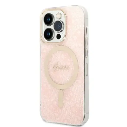 Guess 4G MagSafe Compatible Case + Wireless Charger for iPhone 14 Pro Pink Фото num