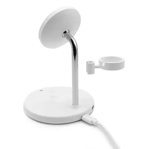 Puro Mag Station 3 in 1 Inductive Charger with Stand - White Фото num