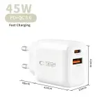 TECH-PROTECT NCA45W-GAN 2-PORT NETWORK CHARGER PD 45W / QC3.0 + TYPE-C CABLE WHITE Фото num
