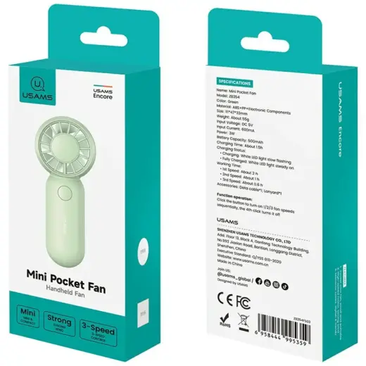 Handheld fan USAMS Mini Pocket ZB354 green Фото num