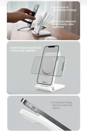 Nillkin PowerTrio 3in1 Wireless Charger MagSafe for Apple Watch White (MFI) Фото num