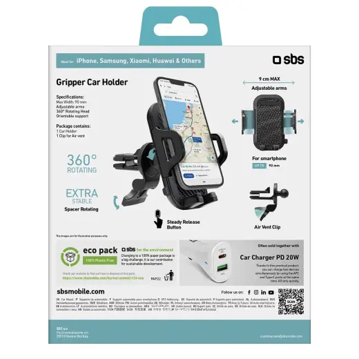 Car holder with extra strong grip Black Photo
