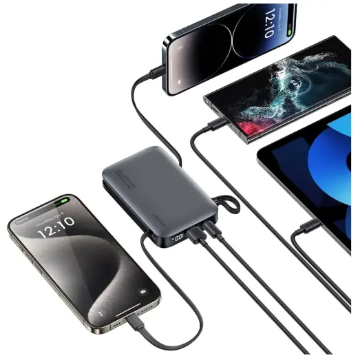 Внешний аккумулятор (powerbank) USAMS XR Series CD228 10000mAh 20W + кабель USB-C|Lightning черный Фото num