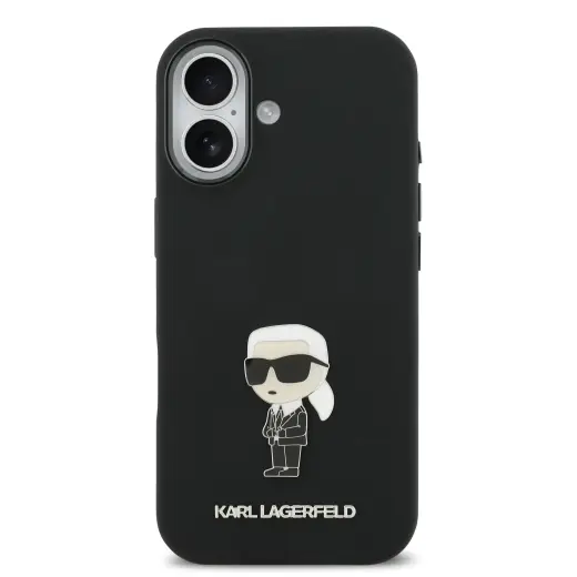 Karl Lagerfeld Liquid Silicone Metal Ikonik Case for iPhone 17 Black Foto 2