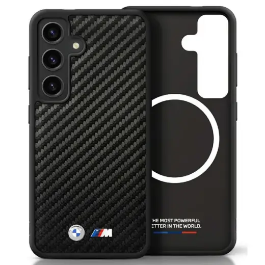 BMW Leather Carbon phone case with MagSafe support for Samsung Galaxy S25 (S931) black