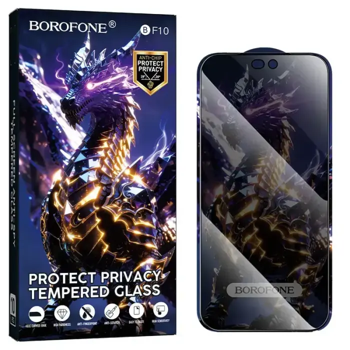 Borofone Tempered glass BF10 Armor Full Screen Anti-spy for Iphone 15 Pro - 10 pieces