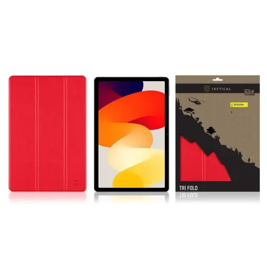 Tactical Book Tri Fold Case for Xiaomi Redmi Pad SE Red Foto 2