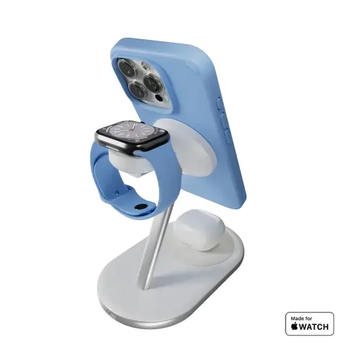 Puro Mag Station Qi2 3-in-1 Wireless Charger Compatible with MagSafe - White Foto 5