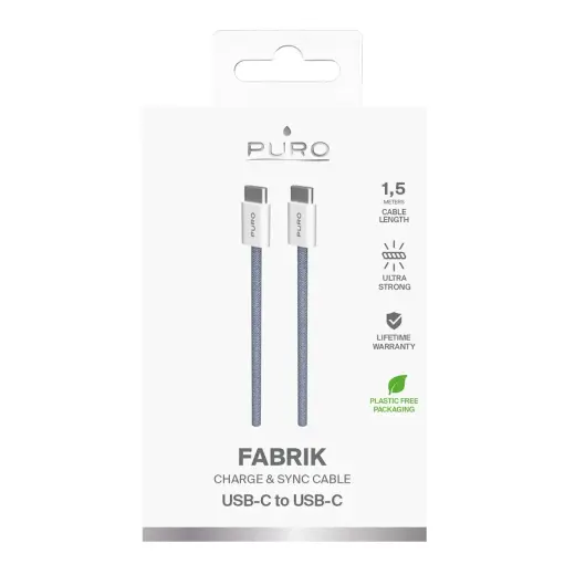 Puro Fabrik data transfer and charging cable | USB-C to USB-C | 60W | 1.5m | blue Photo